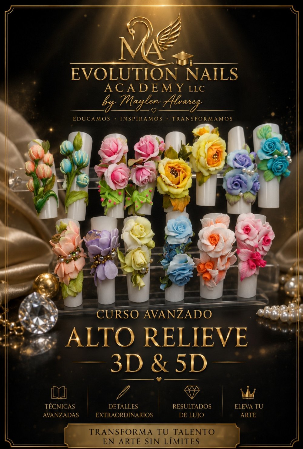 Curso 3D Avanzado: Alto Relieve 3D y 5D - Evolution Nails Academy