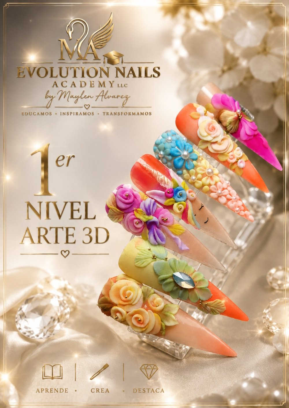 Curso Relieve 3D, primer nivel: arte 3D - Evolution Nails Academy
